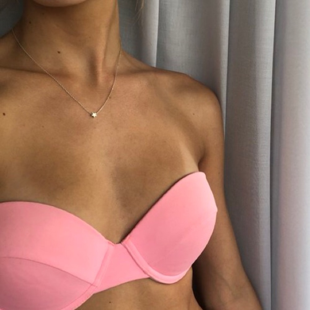 roxy baby pink bather swimsuit top strapless
